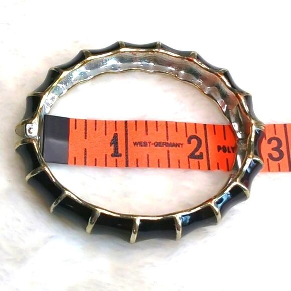Sequin Brand Black and Gold Bamboo Motif Enameled Hinged Bracelet - Picture 8 of 8